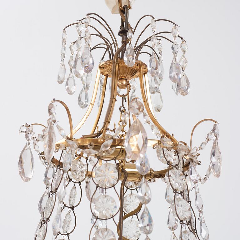 A Gustavian six-light chandelier, late 18th century.