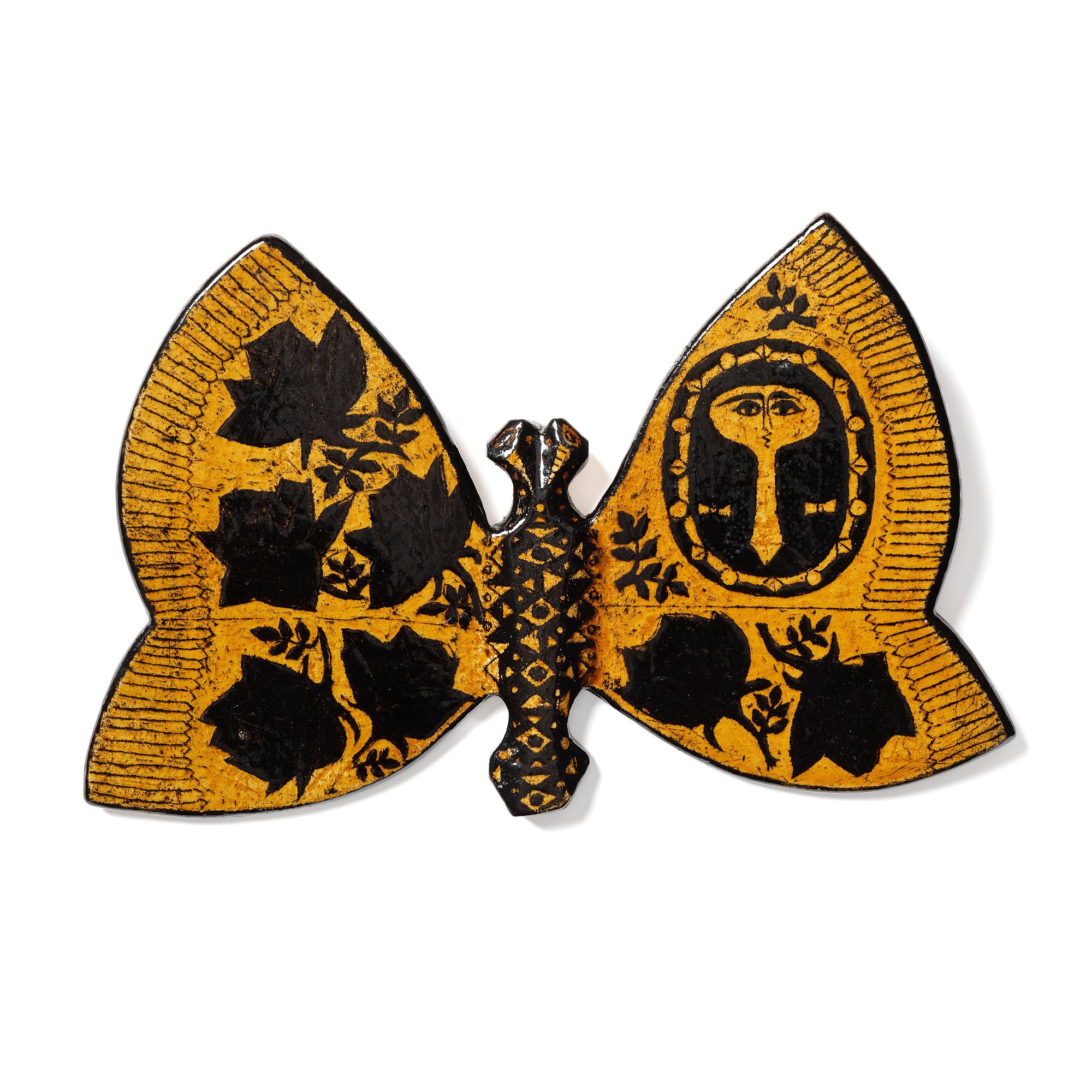 Birger Kaipiainen, a ceramic wall sculpture of a butterfly, Rörstrand, Sweden 1950s.
