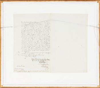 Autograf, Kung Gustav III, Drottningholms slott, 31 oct, 1791. Proveniens: Prof. Torsten Eklund.