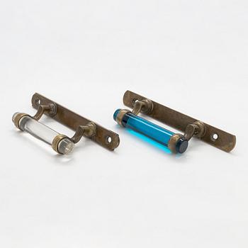 Two late 19th-Century glass and brass handles, one from Tula.