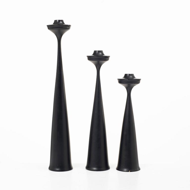 Laurids Lønborg, candlesticks, 3 pieces, Denmark, mid-20th century.