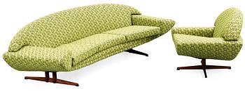 97. JOHANNES HANSEN, soffa och fåtölj, "Capri", Trensum 1950-60-tal.