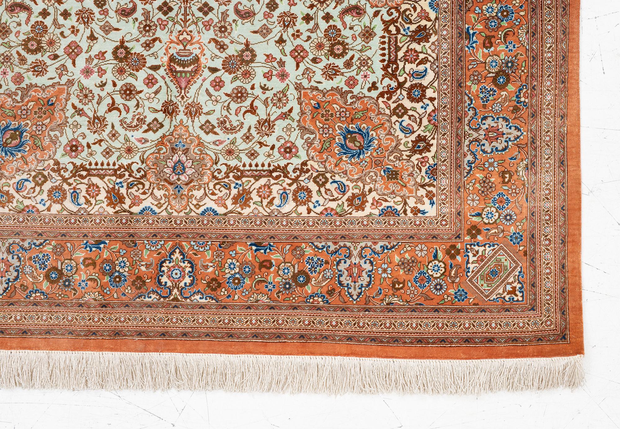 Rug, Old Ghom Central Persia, Signed Abbas Janshidi, c. 150 x 93 cm.