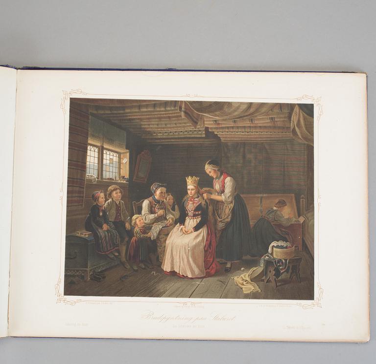 BOK, "Norske folkelivsbilleder" Efter Malerier og Tegninger af Adolph Tidemand, Christian Törnsberg, Christiania, 1858.