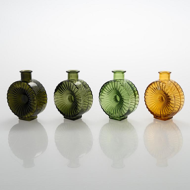 Helena Tynell, A set of four Sun bottles for Riihimäen Lasi Oy. Produced 1964-1974.