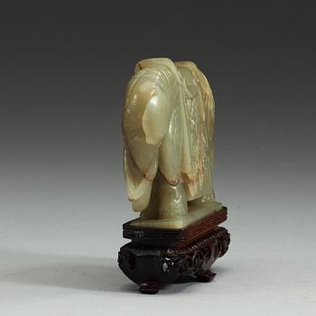 A nephrite figure of an elephant, presumably late Qing dynasty (1644-1912).