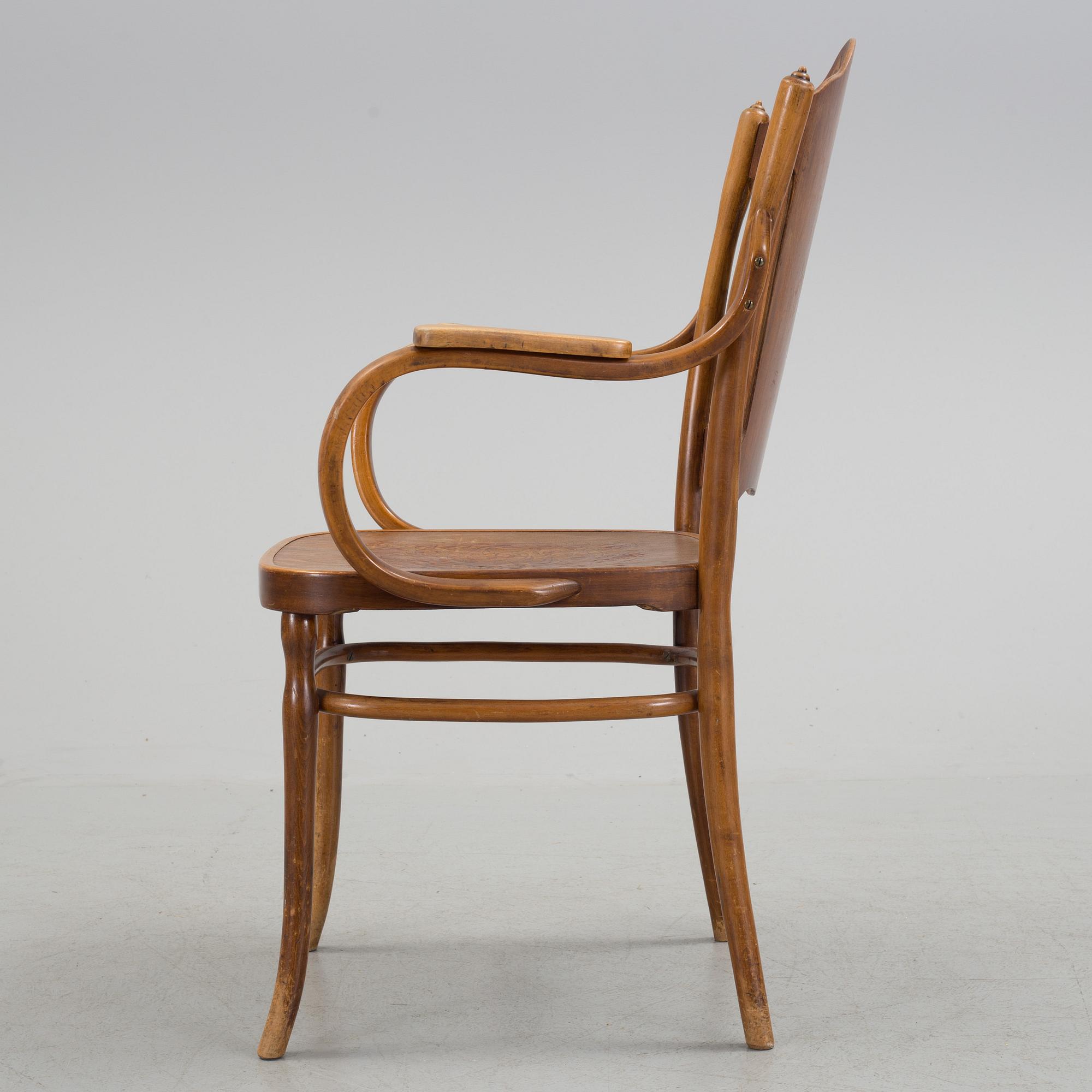AN ART NOVEAU ARMCHAIR. Signed with label, Jacob & Josef Kohn, Wien.