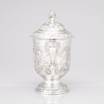 An English mid 18th century silver cup with lid, marks of Francis Crump, London.