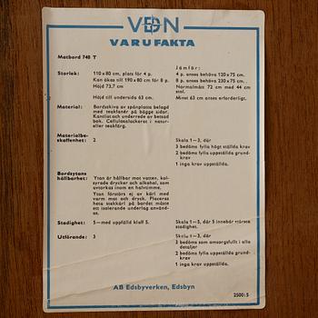 A dining table, Edsbyverken, Sweden, 1960's.