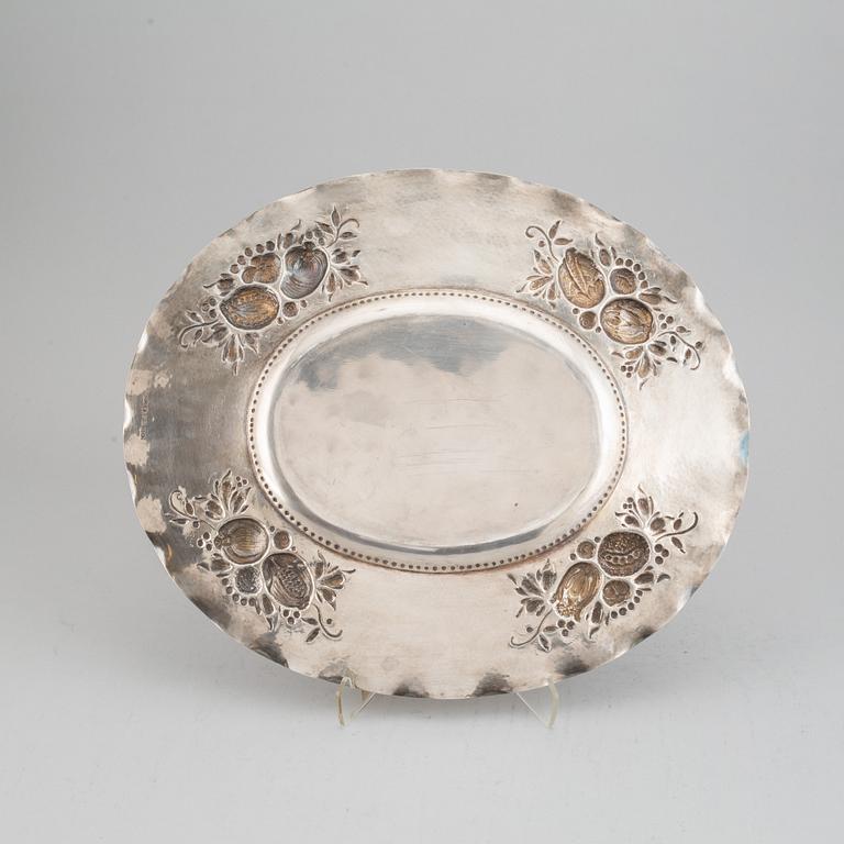 A silver tray, mark of CG Hallberg, Stockholm 1940.