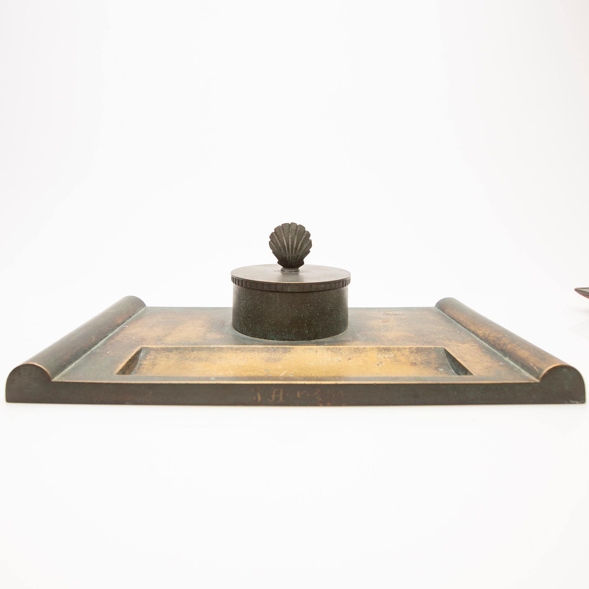 Ystad Bronze, desk set, 5 pieces, 20th century.