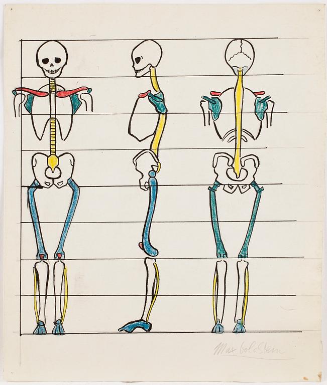 MAX GOLDSTEIN (MAGO), ca 50 st, anatomiska-, arkitektoniska- och dräktskisser, vissa signerade och daterade, från 40-tal.