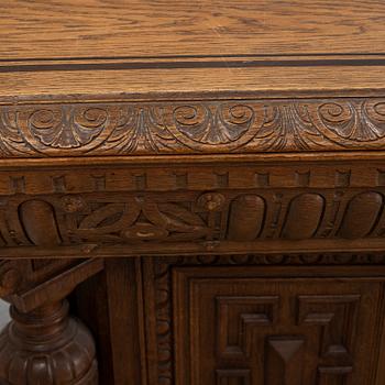 An oak library table, 1890's.