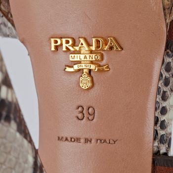 PRADA, a pair of snakeskin embossed leather sandals. Size 39.