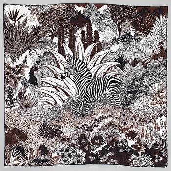 Hermès, a 'Mountain Zebra' silk scarf.