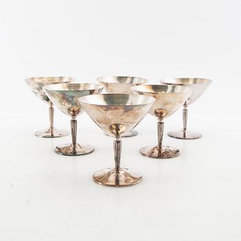 Cocktail shaker, 6 pcs, silver, GAB, Stockholm 1954.