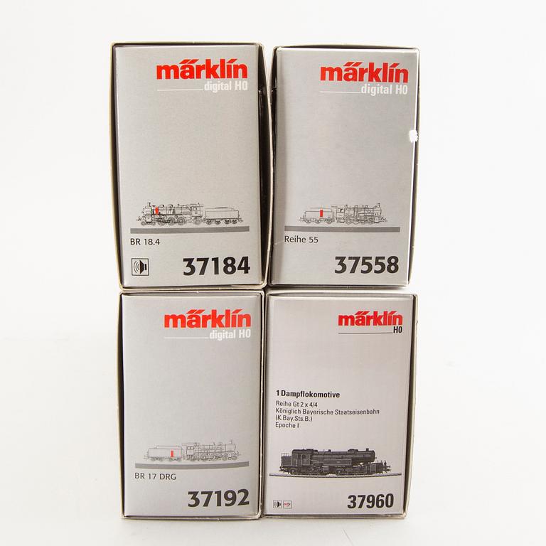 Märklin, 4 st ånglok, 37192, 37184, 37960 samt 37558, H0.