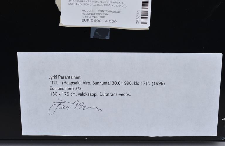 Jyrki Parantainen, "TULI (HAAPSALU, VIRO. SUNNUNTAI 30.6.1996, KLO 17)".