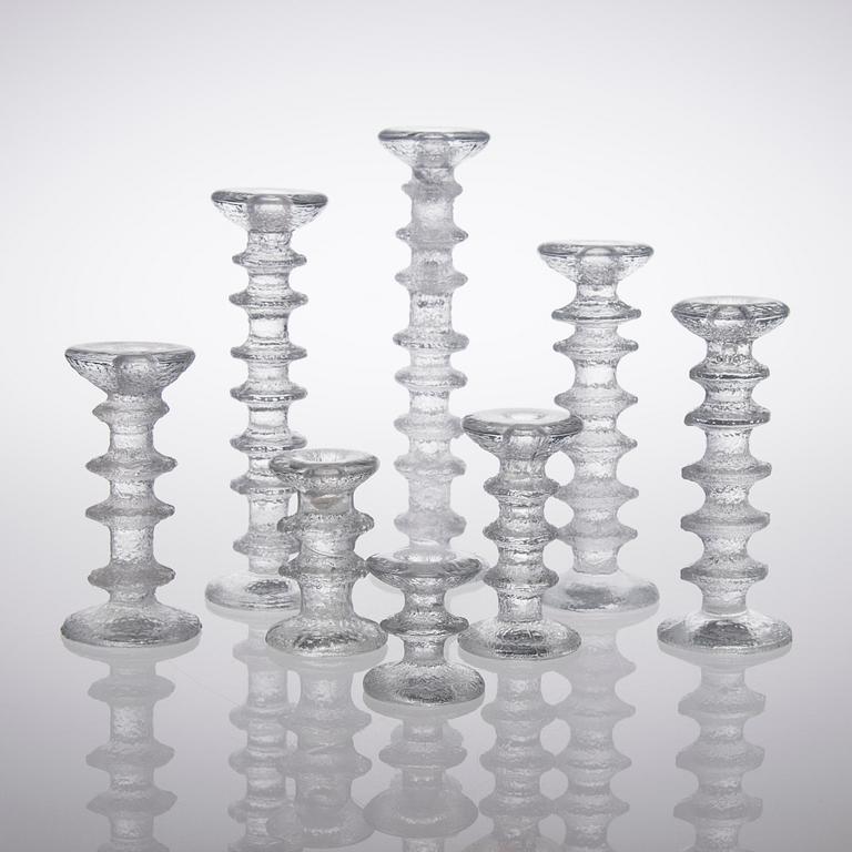 A set of eight 'Festivo' glass candlesticks, Iittala, Finland.