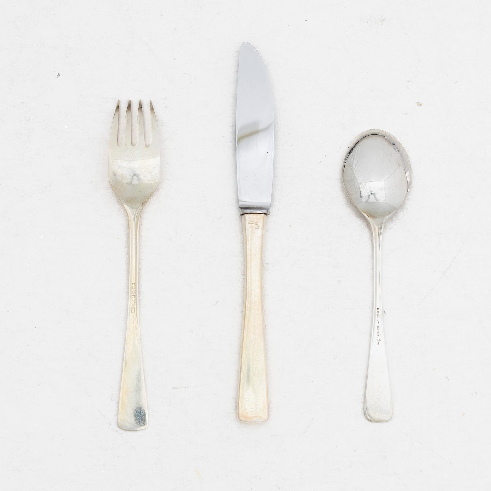 Eric Löfman, A silver cutlery set, model Sten Sture, MGAB and Mema Guld & Silver Ab, Lidköping, some 1977 (31 pieces).