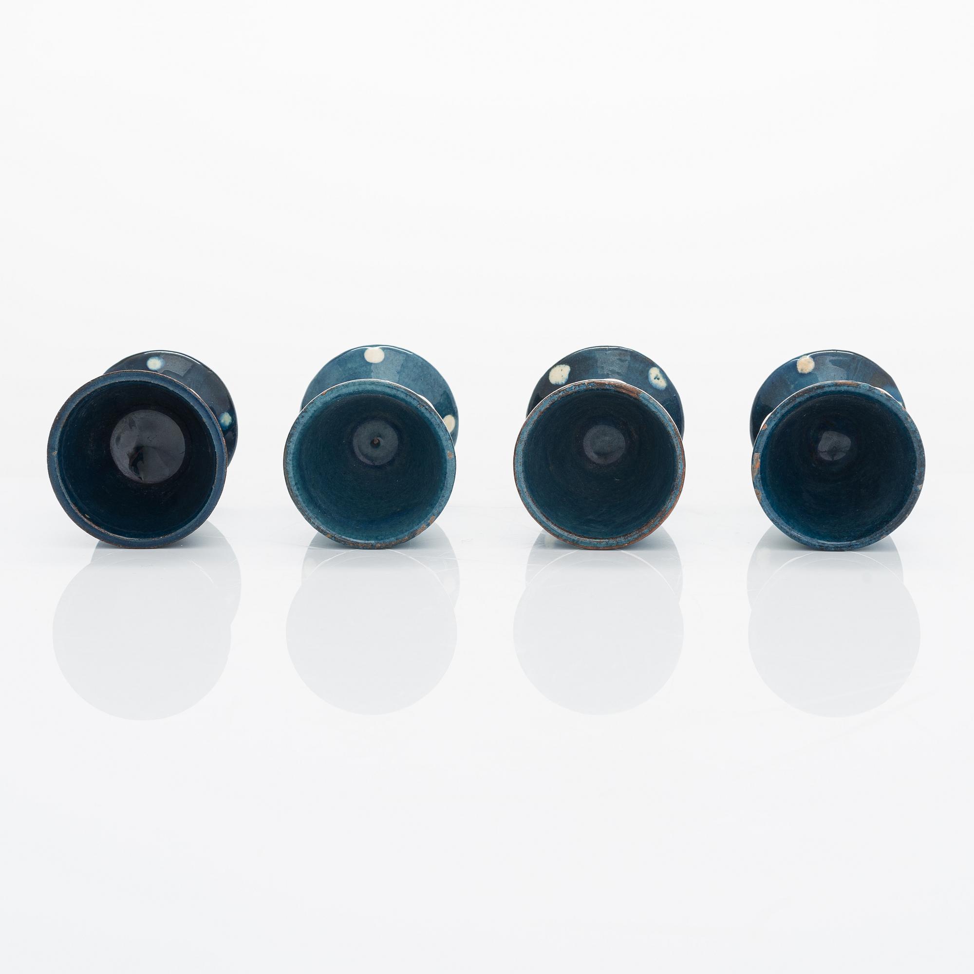 Alfred William Finch, a set of four egg cups from around year 1900, Iris, Finland.