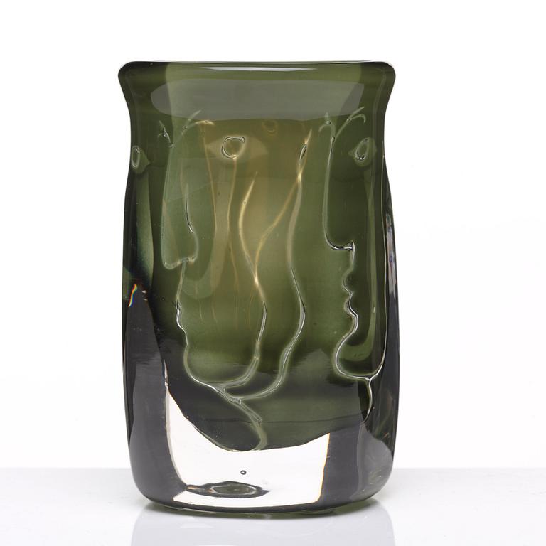 Ingeborg Lundin, an "Ariel" glass vase "Faces", Orrefors, Sweden 1971.