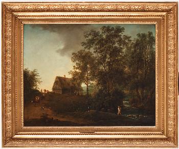 Johann Christian Brand, Landscape with figures by a creek.