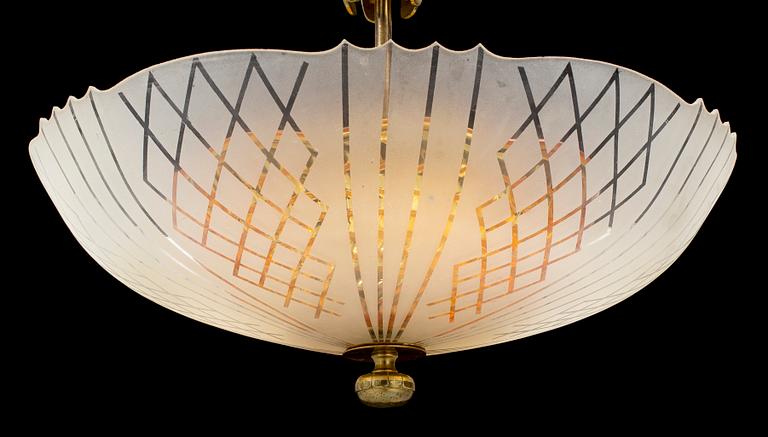 A mid 20th Century ceiling lamp probably from Orrefors.