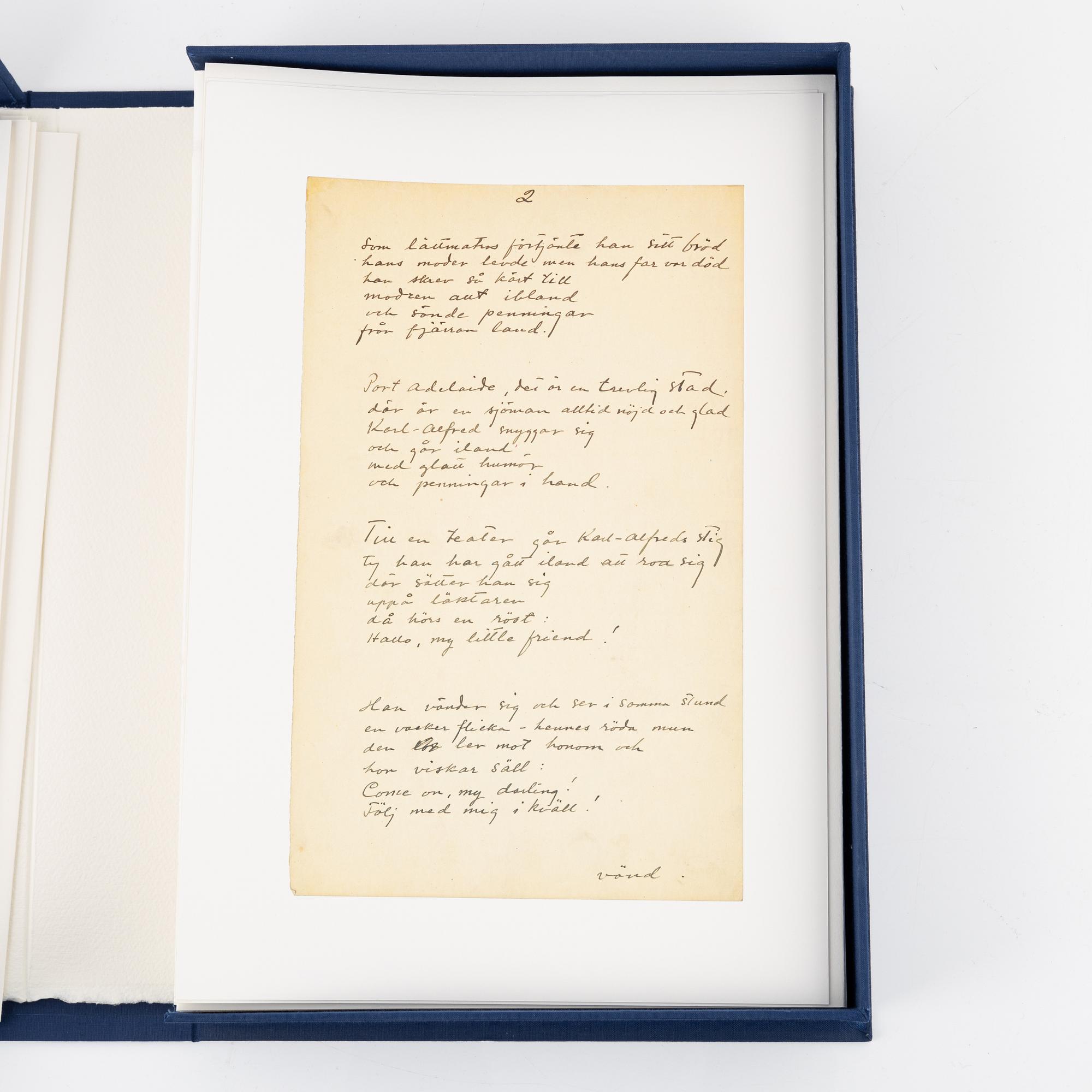 Gösta Werner, 'Visor av Evert Taube', two boxes with in total 62 colour lithographs, 1989, signed.