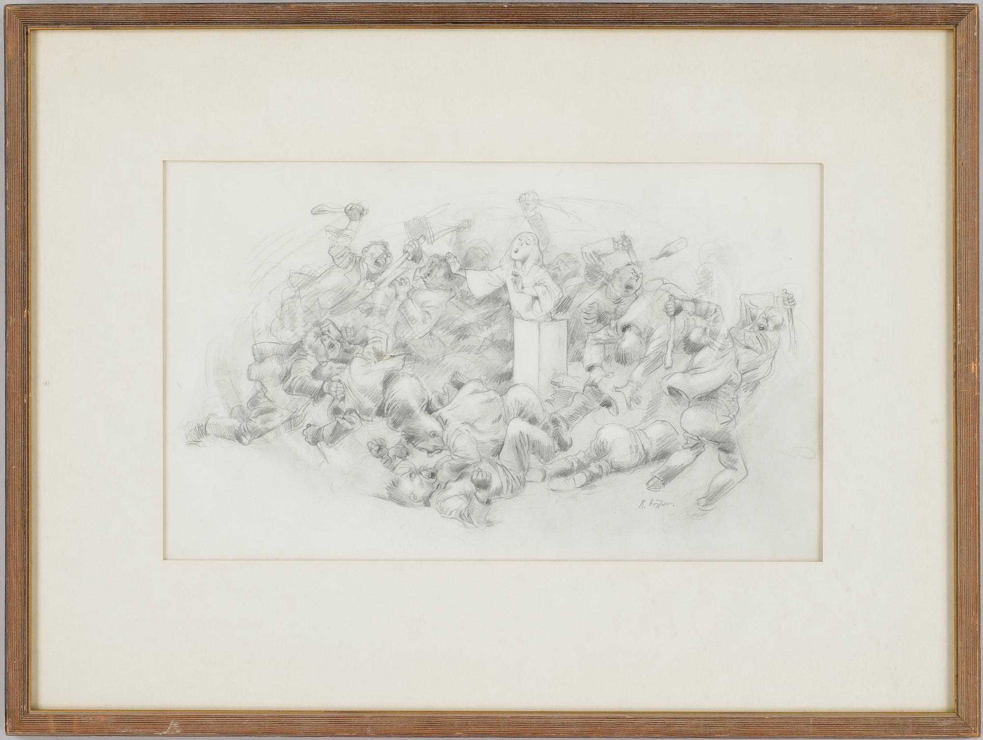 ROBERT HÖGFELDT, blyertsteckning. Sign.