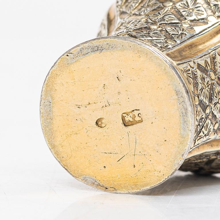 Two Swedish 18th century parcel-gilt silver boxes.