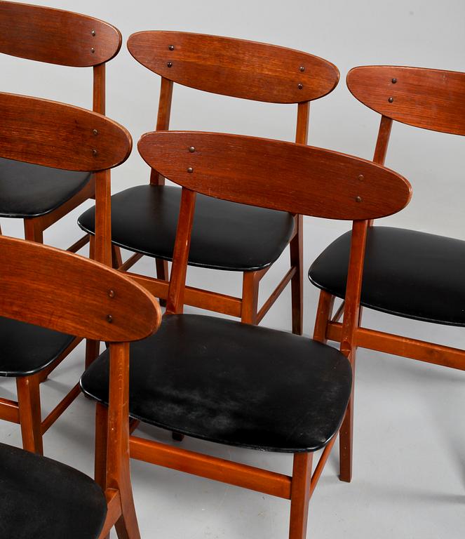 STOLAR, 6 st, Farstrup Möbelfabrik, Danmark, 1950/60-tal.