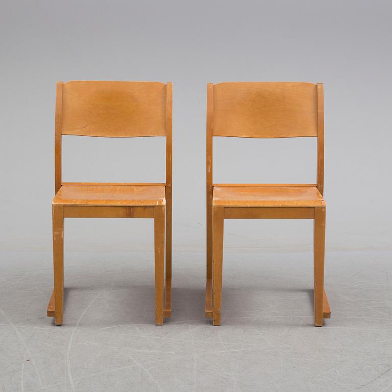 SVEN MARKELIUS, six birch 'Orkesterstolen' chairs, mid 20th Century.