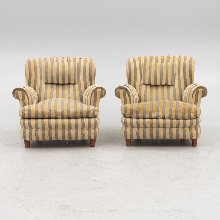 Josef Frank,  a pair of model 568 armchairs, Svenskt Tenn, probably 1940s.
