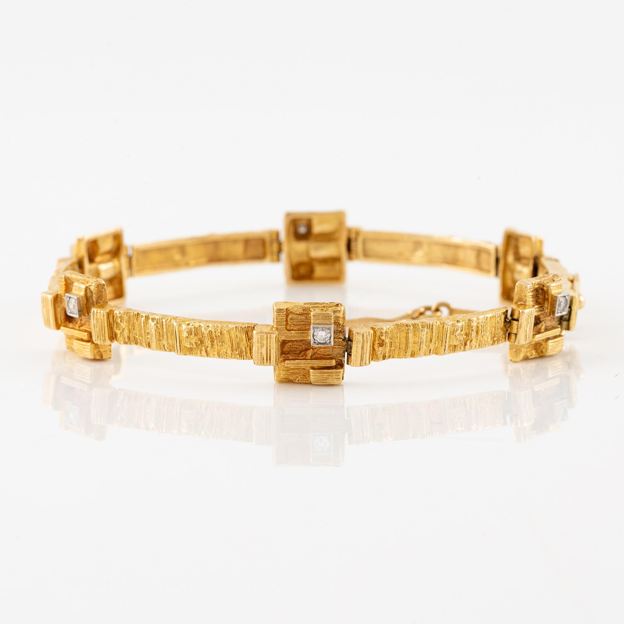 Björn Weckström, armband 18K guld med åttkantslipade diamanter "Diamantetapper", för Lapponia.