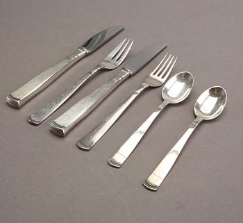 Jacob Ängman, a part 'Rosenholm' silver cutlery, GAB, Stockholm, mixed years (24 pieces).