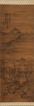 Oidentifierad konstnär, Bergslandskao med tempel, Japan, 1900-talets första del.