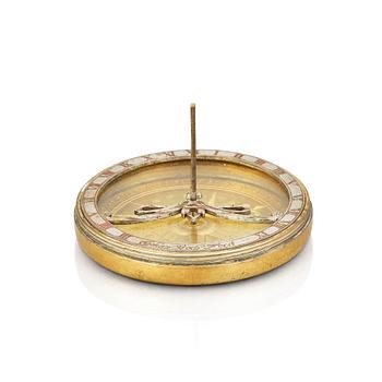 Johan Koch, an equatorial brass sun dial, 17th/18th century.