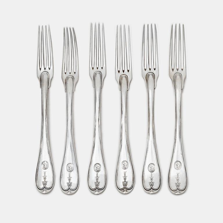 Pehr Zethelius, Forks, 6 pcs, silver, Stockholm 1808.