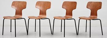 BARNSTOLAR, 4 st, modell 3103, Arne Jacobsen för Fritz Hansen, 1967-1970.
