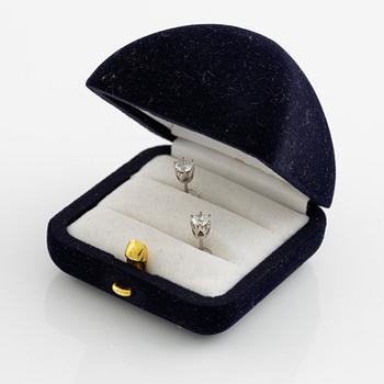 Brilliant cut diamond stud earrings.
