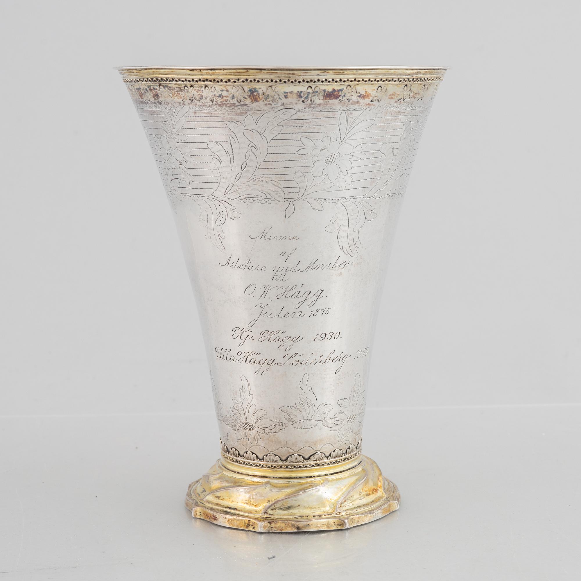 A Swedish parcel-gilt silver beaker, mark of Nils Grubb, Hudiksvall 1781.