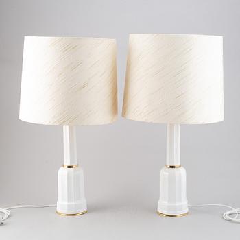 A pair of porcelain table lights, Heiberg model, probably Denmark. Second half of the 20th Century.