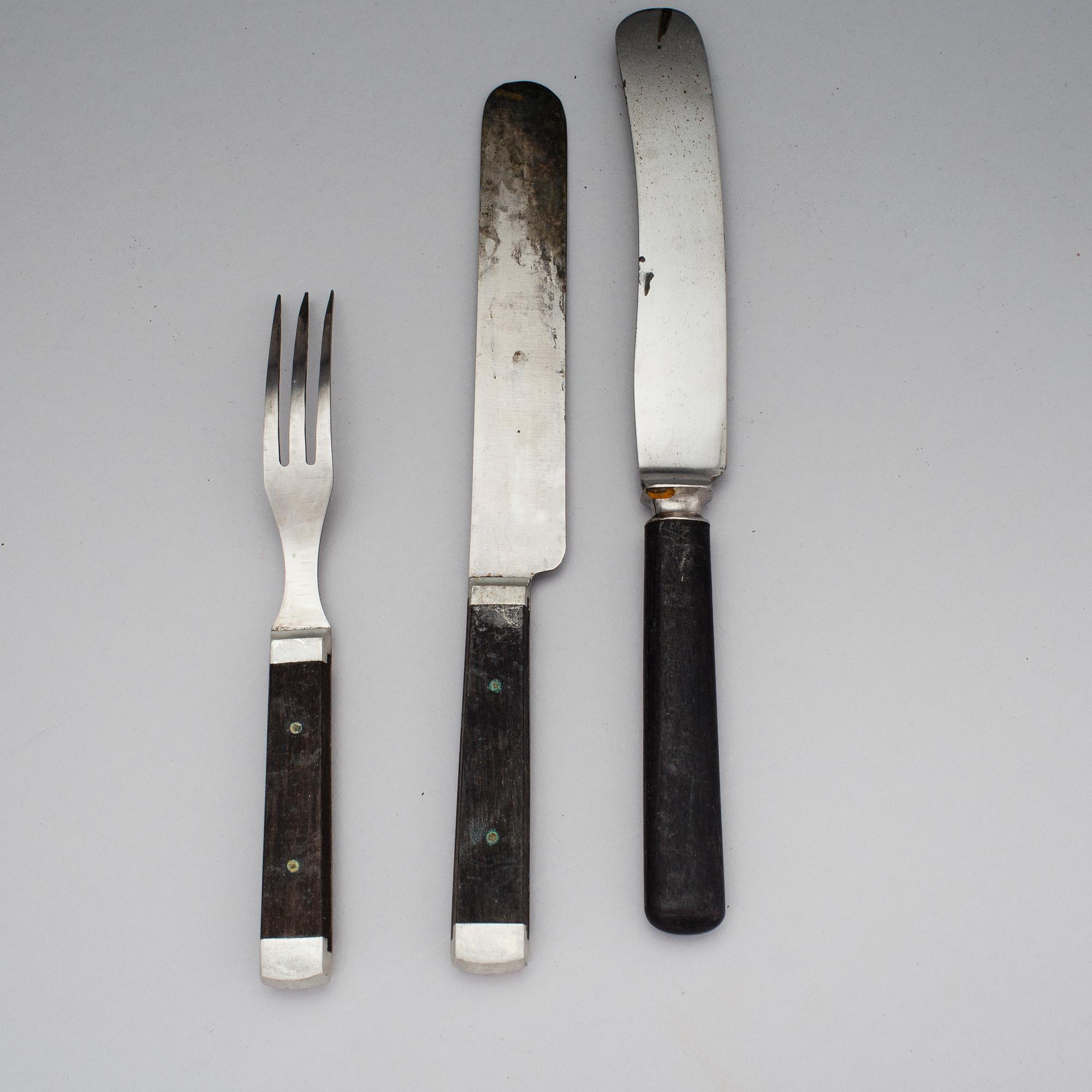 BESTICK, 14+2 delar, Jernbolaget Eskilstuna. Tidigt 1900-tal.