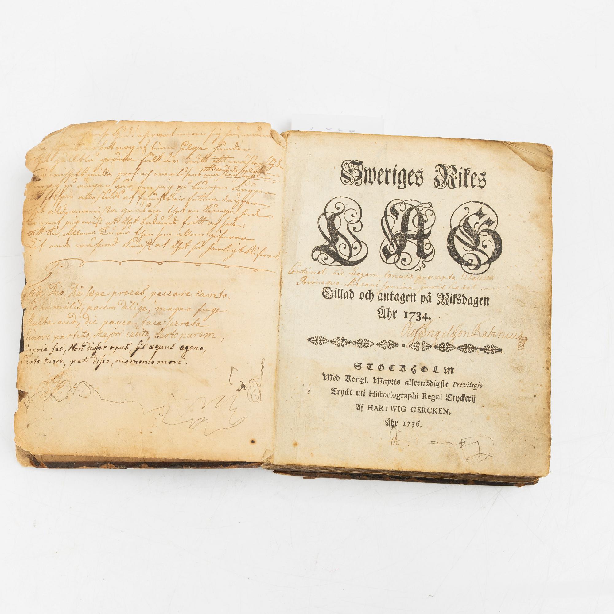 Proveniens: juristen Olof Rabenius (1730-1772).