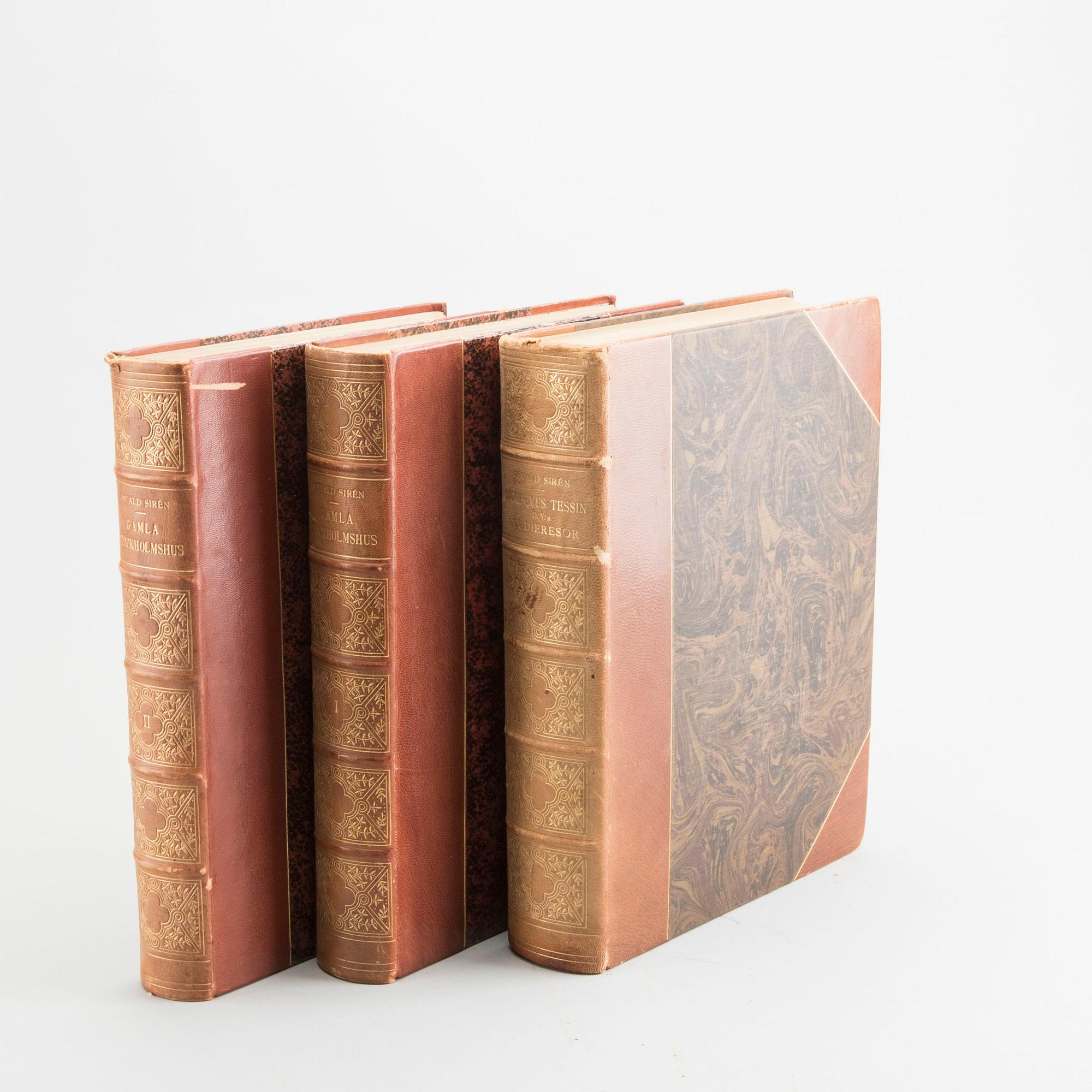 BÖCKER, 3 vol Osvald Sirén, "Gamla Stockholmshus" samt "Nickodemus Tessin dy:s studieresor.