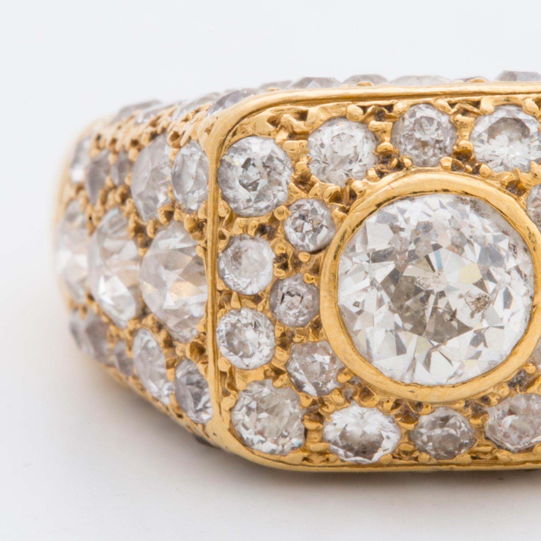 RING 20K gold w old-cut diamonds approx 4,5 ct, valuation letter.