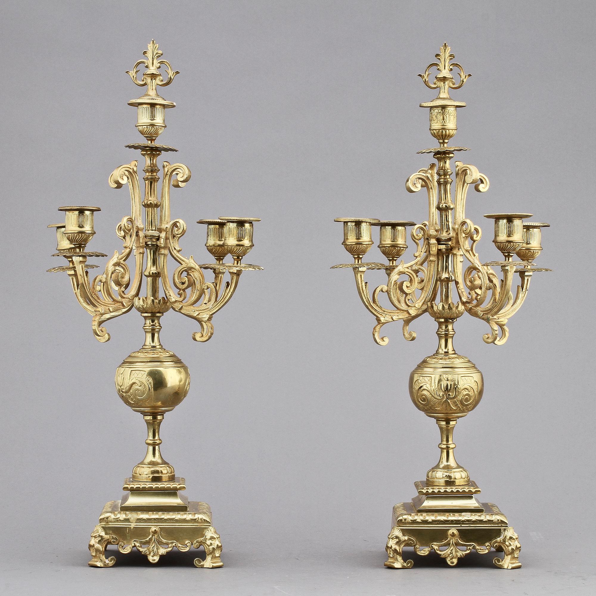 KANDELABRAR, ett par, 1800-talets andra hälft.