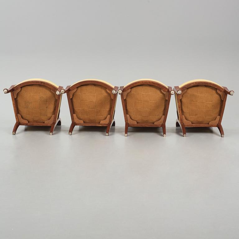 A set of four mahogany fauteuils in the manner of Jacob-Desmalter, Paris, early 19th century.