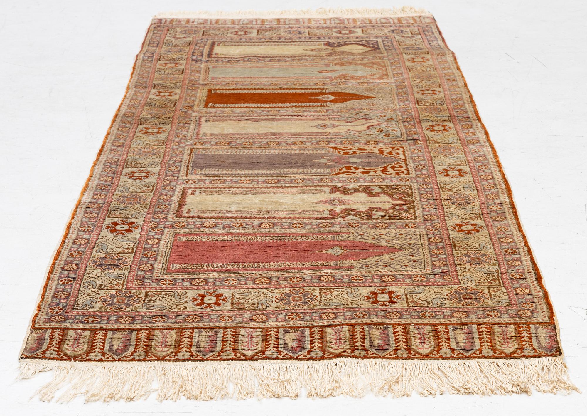 A Kayseri Saff rug, c. 228 x 87 cm.